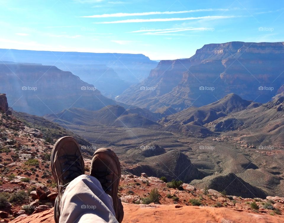 A relaxing moment to watch the sun rise on my last of 4 mornings during a Grand Canyon rim to river and back hike.