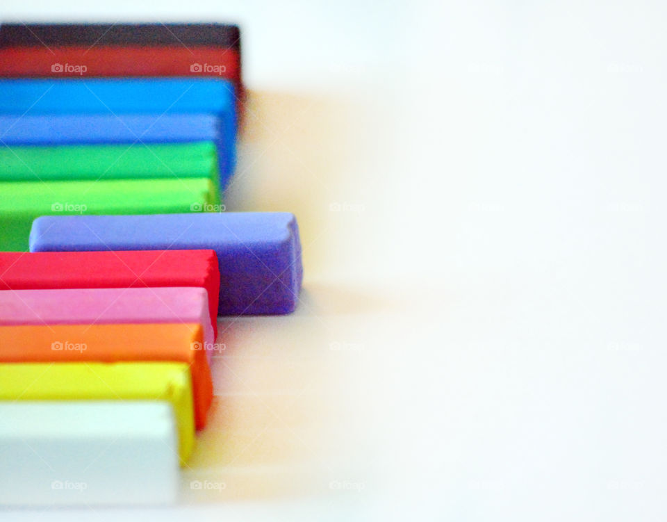 macro shot, rainbow colored chalk