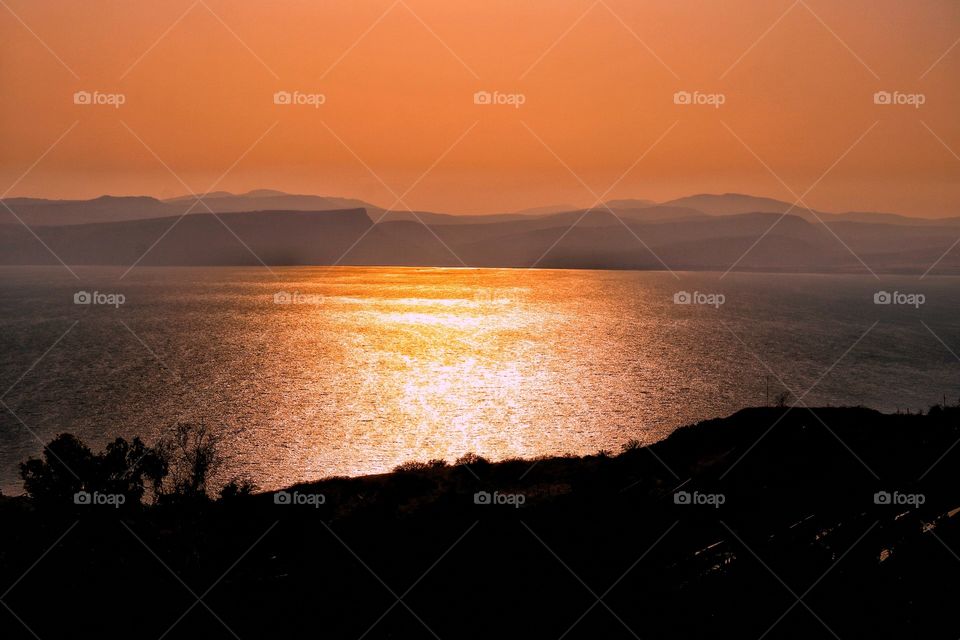 sunset over the galilee