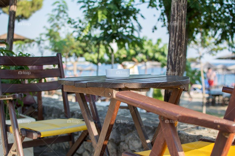 caffee restaurant on the beach, ashtray, food, drink