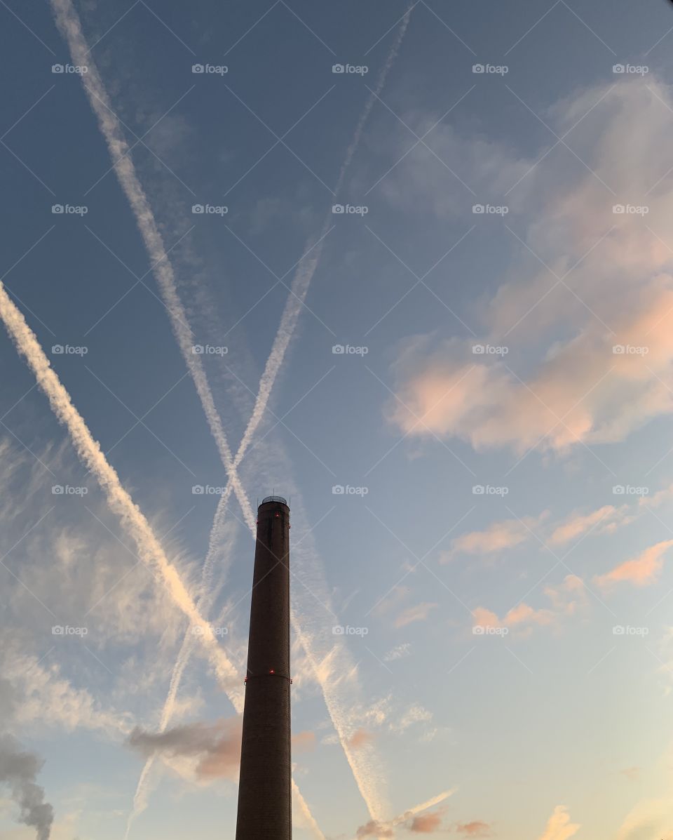 Sky and tower smoke stack 