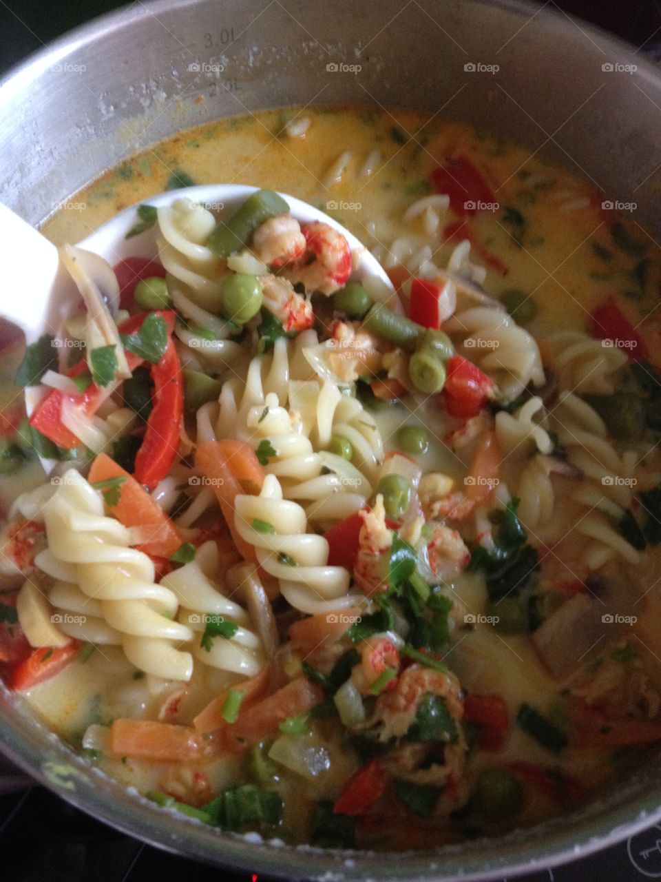 With pepper garlic onion mushroom coriander and herb soft cheese 