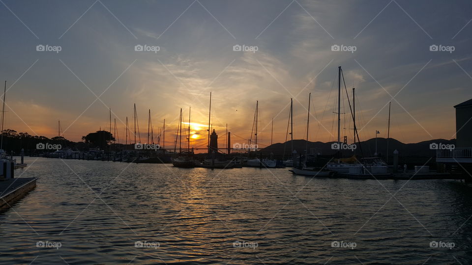 Sunset in marina