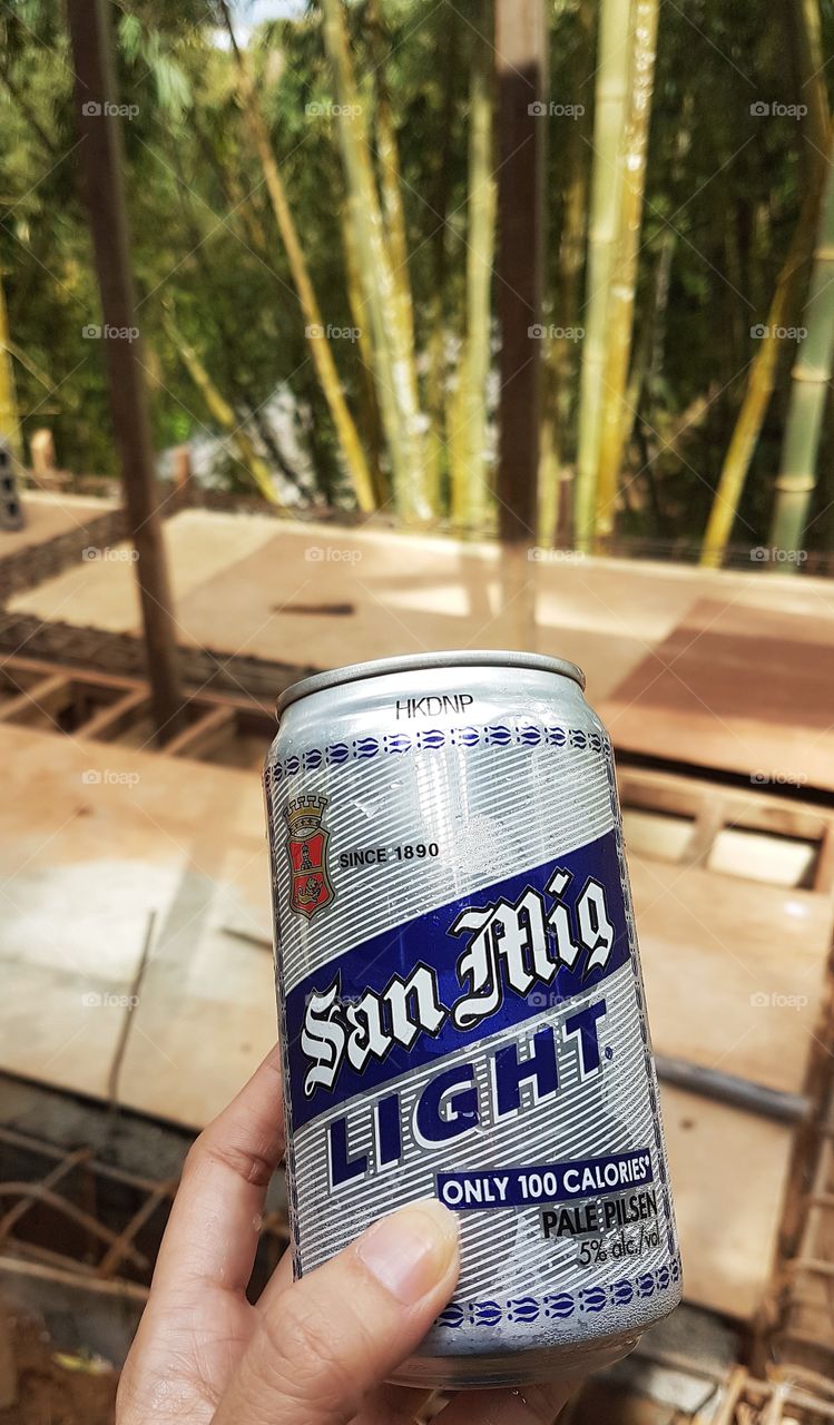 san miguel light beer during construction