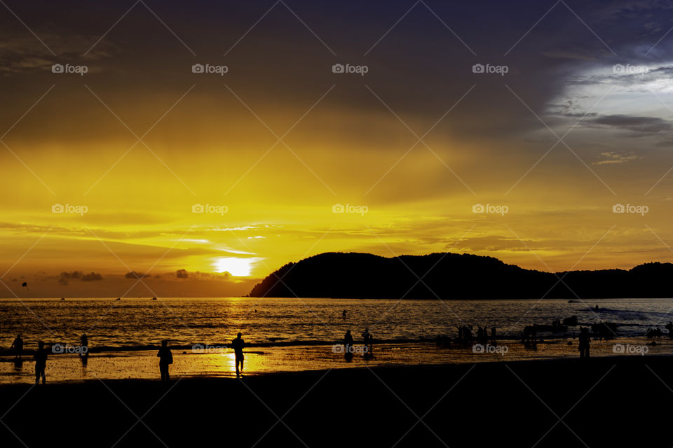 Beautiful sunset by the beach in Malaysia