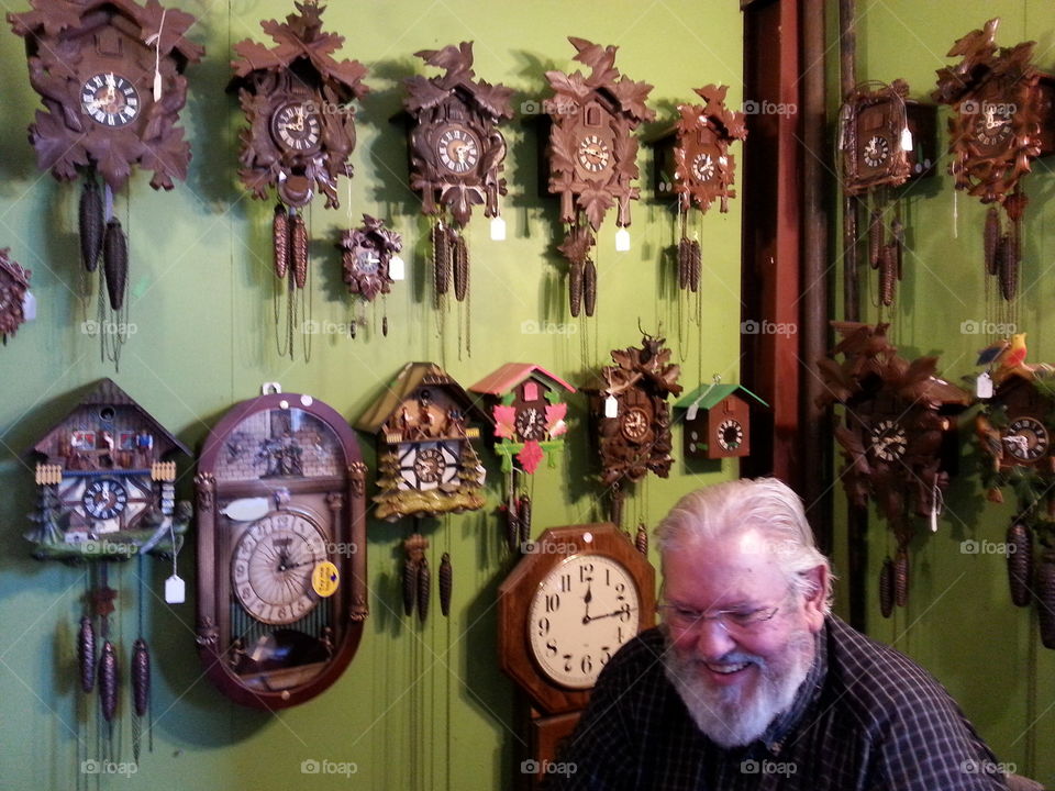 cuckoo clocks. clock man