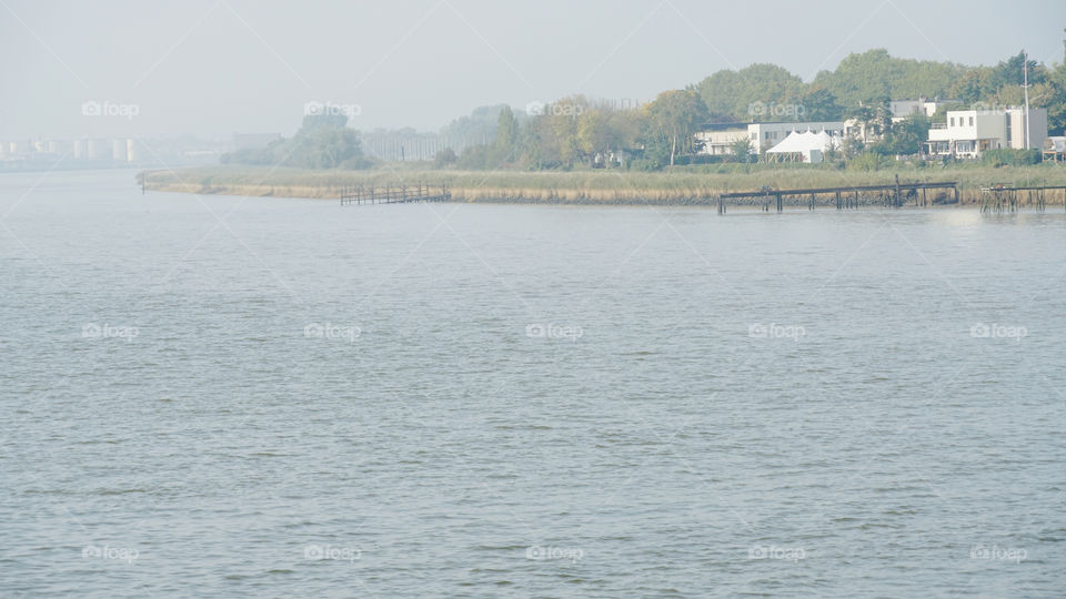 A misty landscape in Antwerp, Belgium.