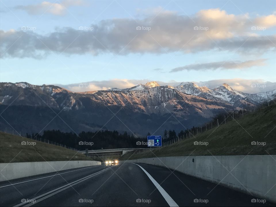 view road Switzerland moutains