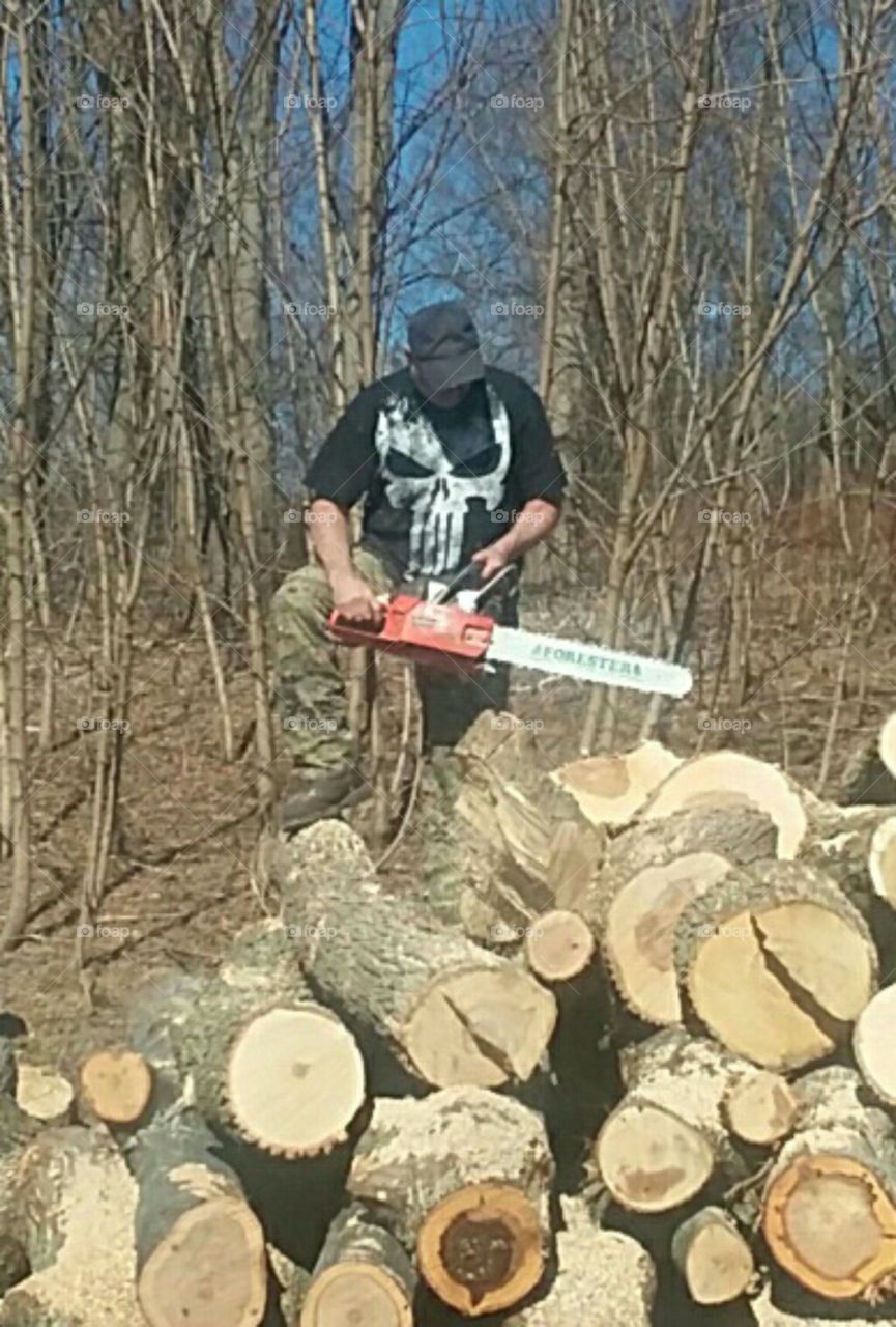 Doing what he likes on a warm Saturday afternoon.