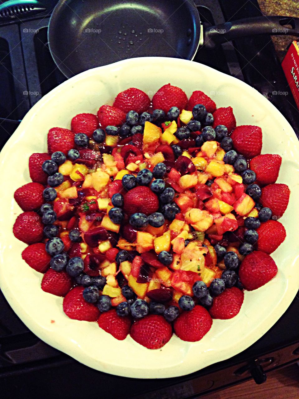 Pretty fruit salad. Chopped fruit nicely arranged