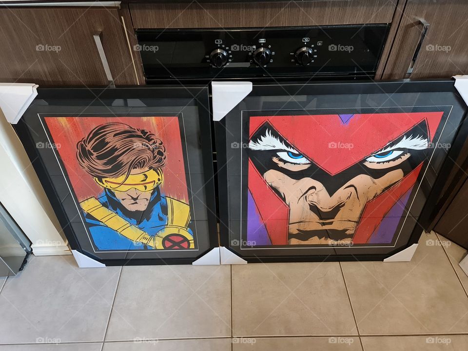 X-men framed limited edition prints Michael Latimer on the left