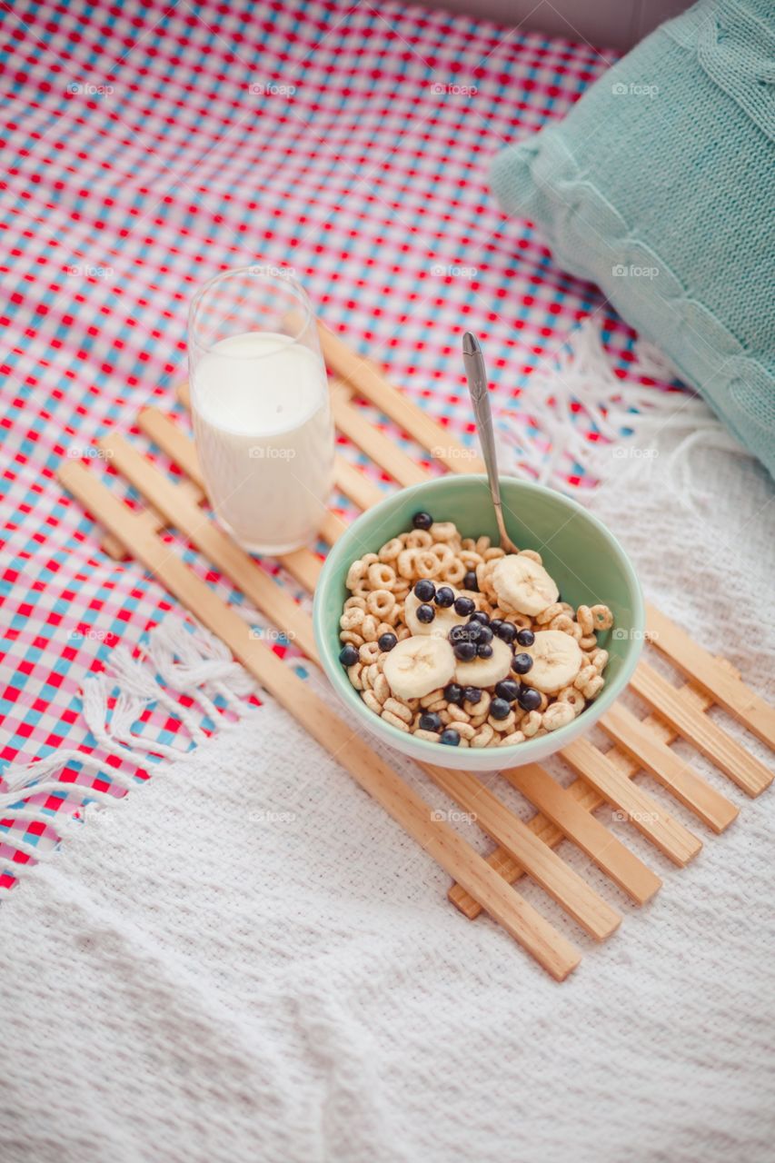 Morning breakfast in bed