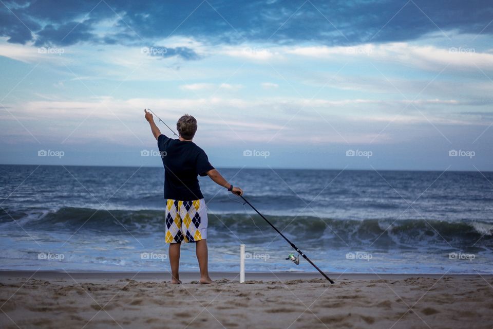 Fishing at the beach 