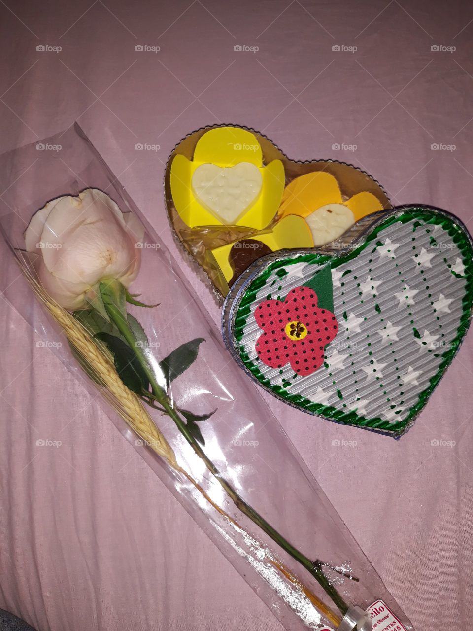 heart chocolate flower and box