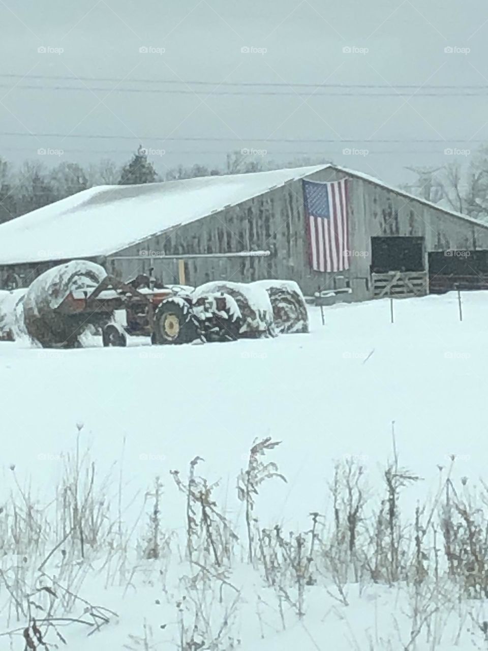 Midwest. Barn In Winter