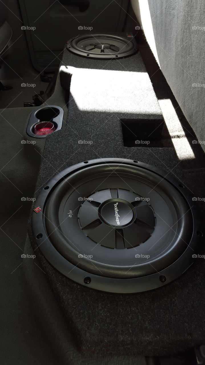 sub woofer. 12" Rockford fosgates in truck box