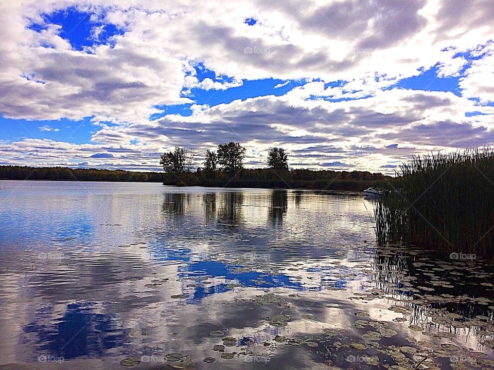 Reflection of clouds on lake