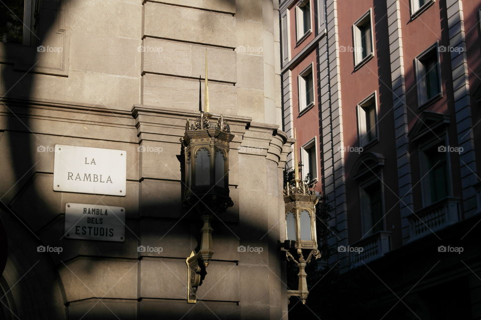 The La Rambla sign in Barcelona 