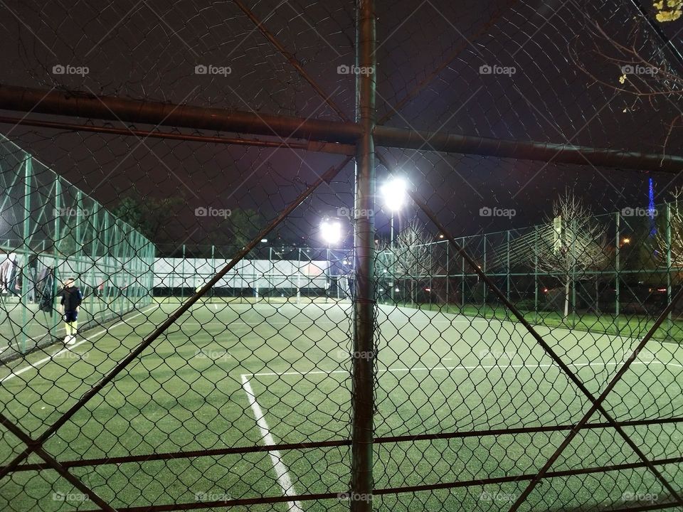 football camp triangle shaped fence