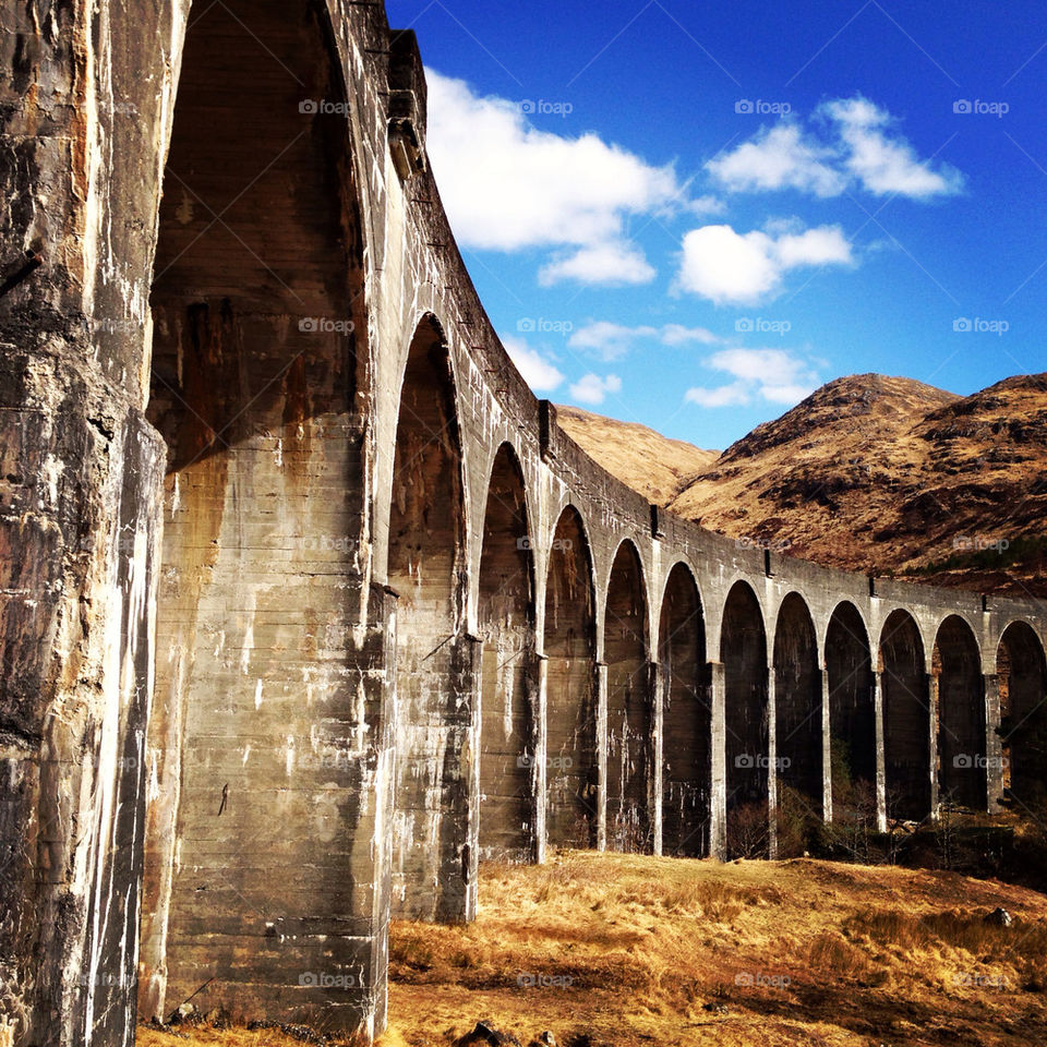 Scottish Viaduct . This is in the highlands of Scotland and this bridge was used to shoot the Harry Potter film 