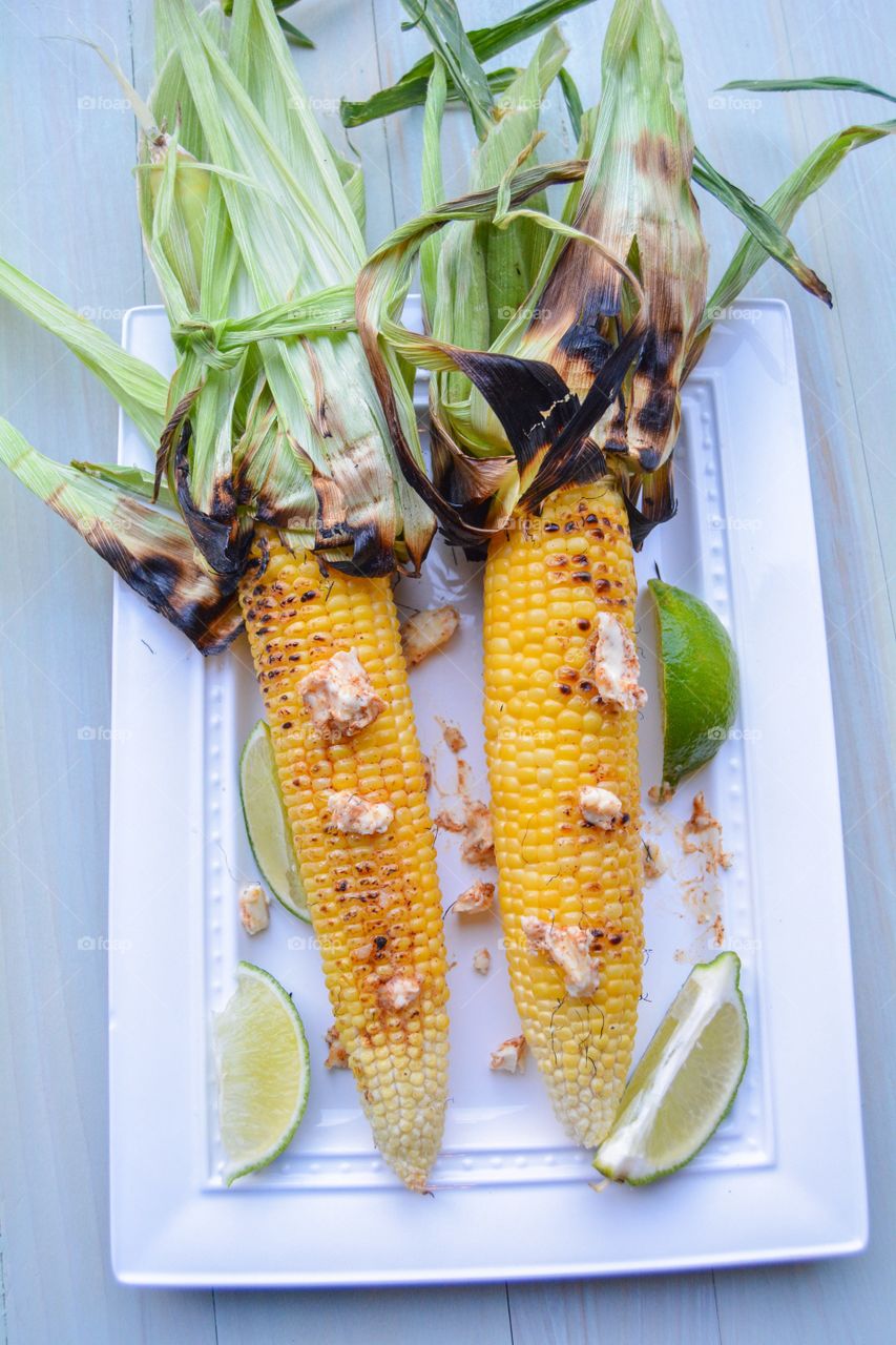 Grilled Corn with garlic chili butter