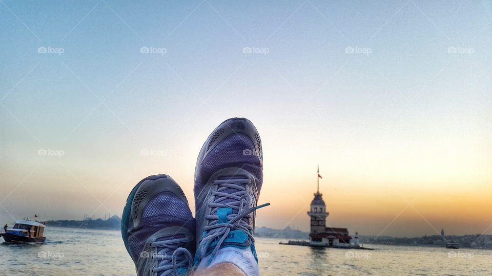 resting at sunset. resting at sunset in bosforo sea, istambul