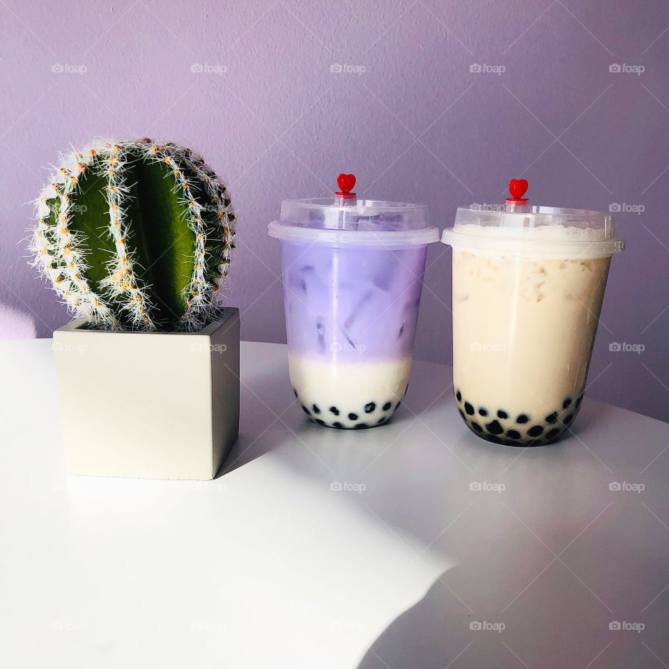 Boba tea on a beautiful Sunday afternoon. Asian dessert drinks aka bubble tea aka boba milk tea. These popular drinks are perfect on hot summer days. They’re also super popular with high school and college students, foodies, and millennials. 