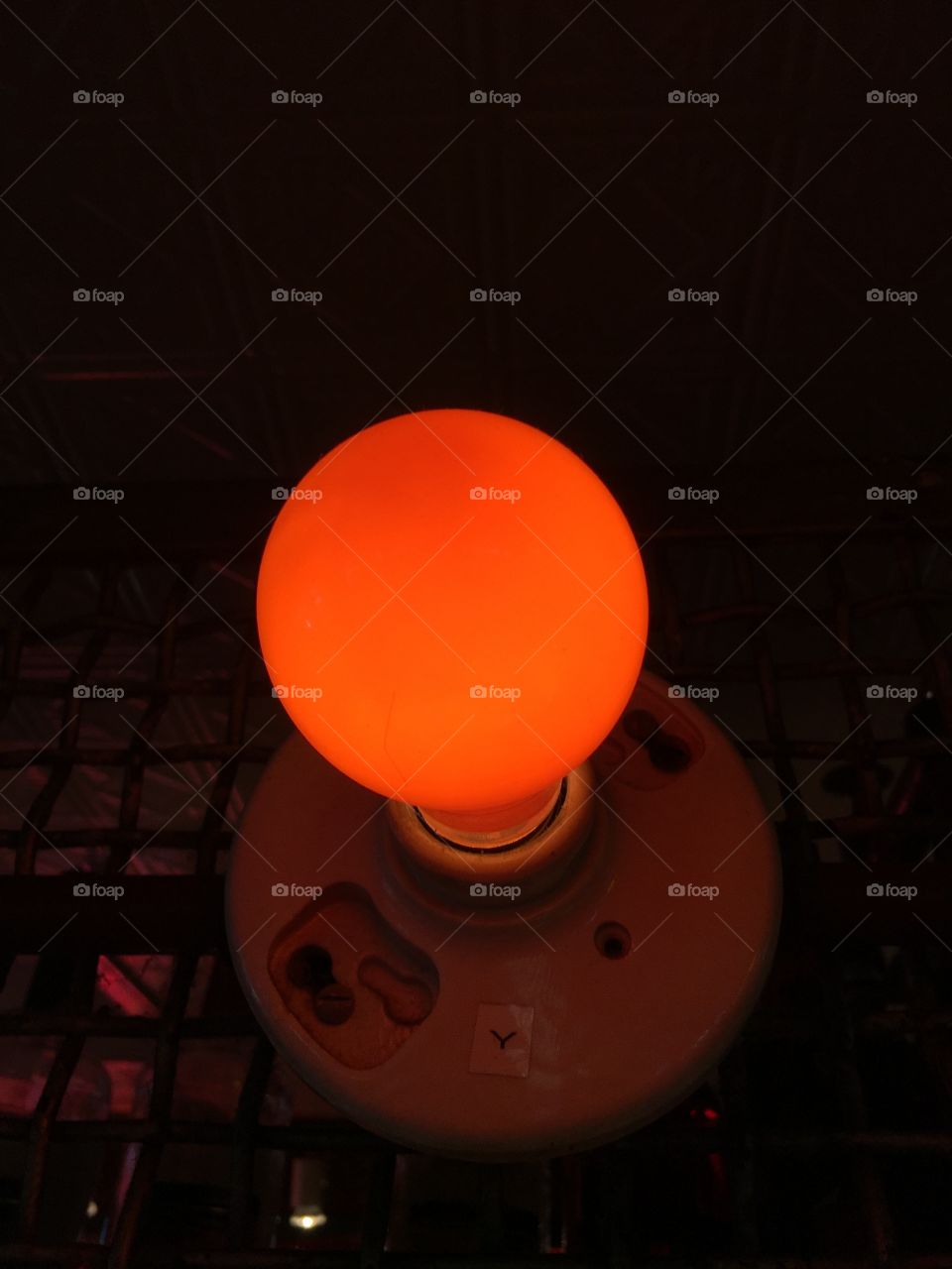 Orange light bulb. 