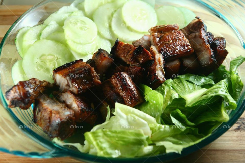 grilled pork and vegetable salad