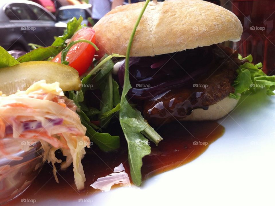 Hamburger with lettuce