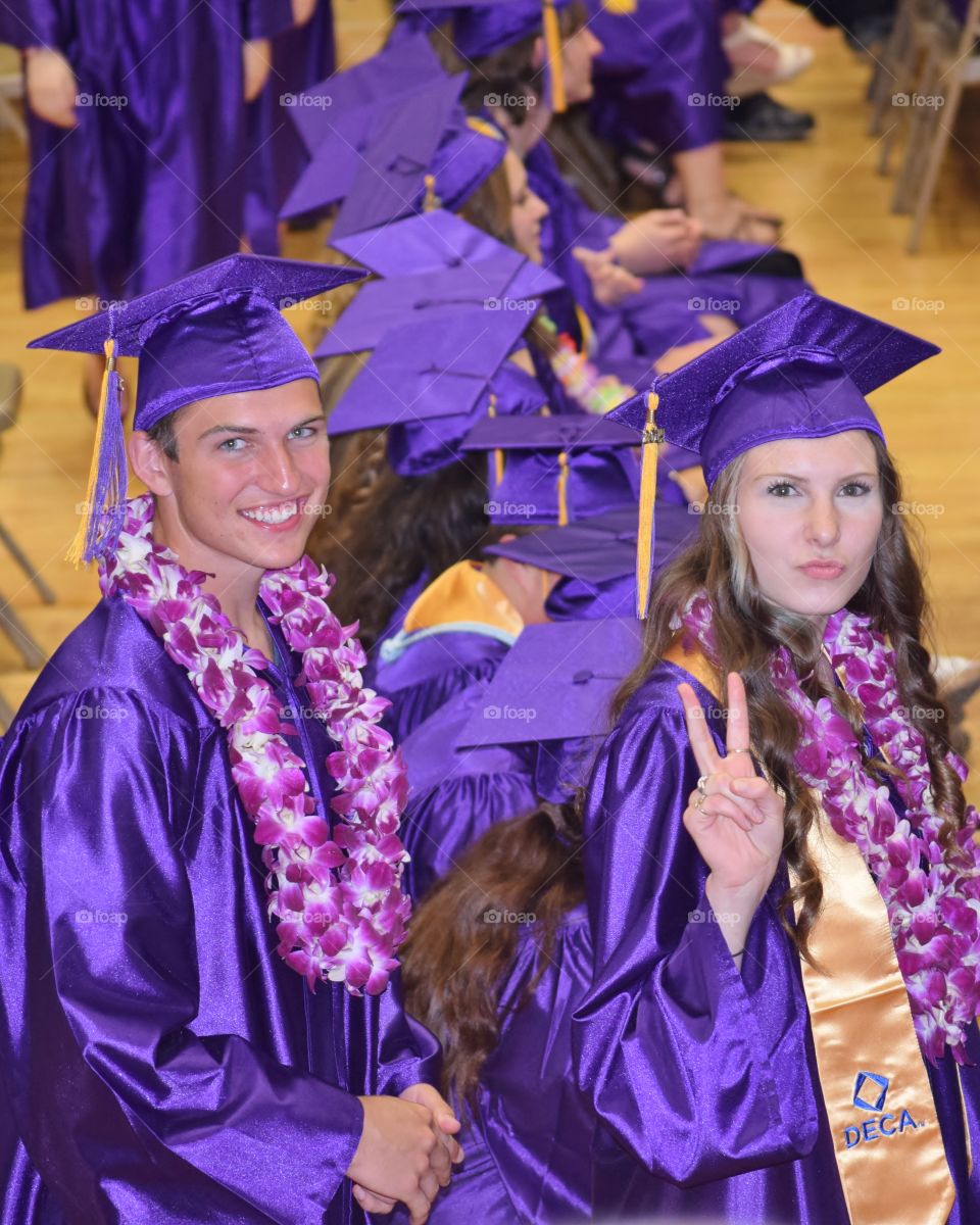 Portrait of students in graduation hat