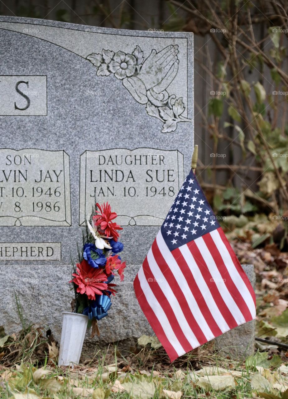 American Flag honoring the departed 