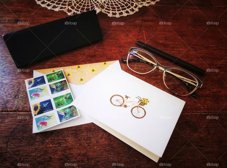 Writing Desk with Stamps & Note Card