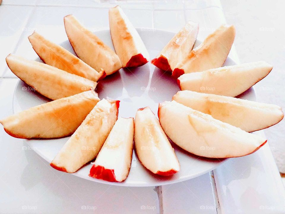 Apple slices on plate