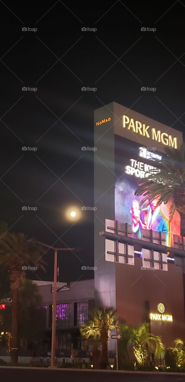 The Buck Moon over the Las Vegas strip in Las Vegas NV