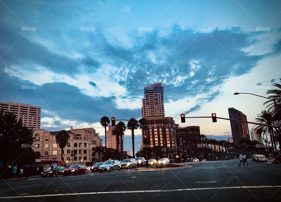 Evening view of the beautiful city of San Diego - urban 