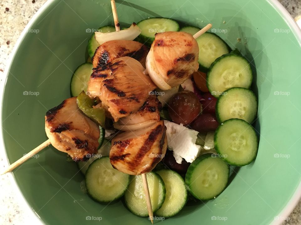 Chicken kabob salad