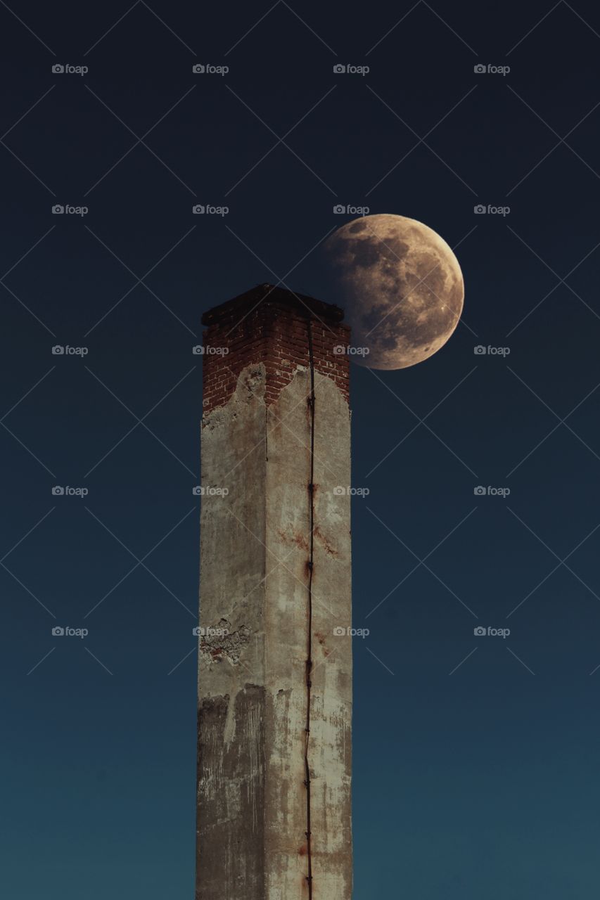 Old chimney and the moon