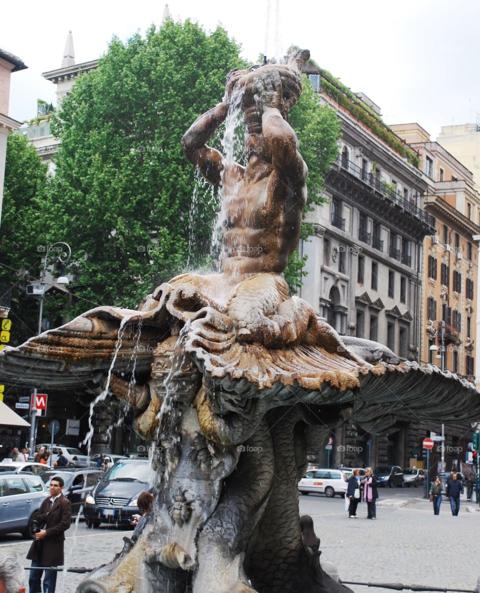 Roman Fountain. A beautiful example of classic Roman sculpture in this ancient fountain 