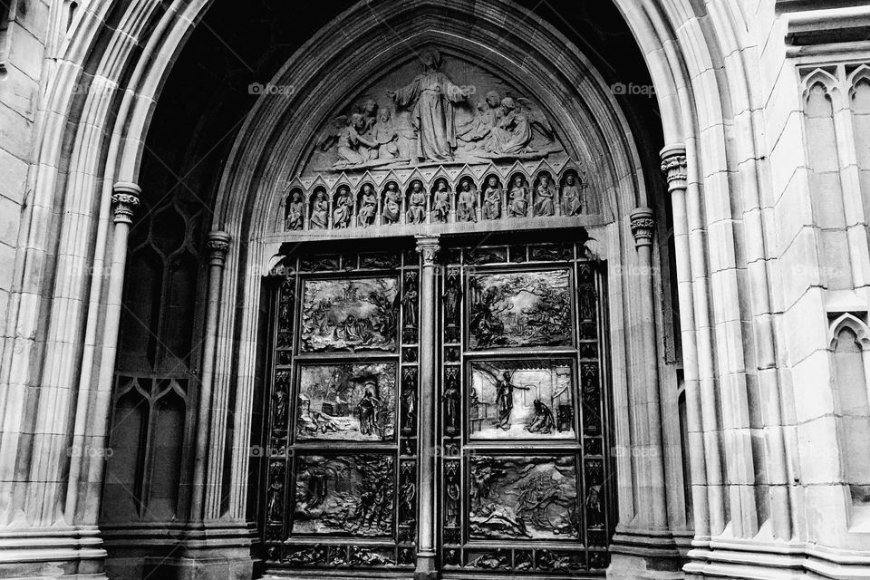 Incredibly beautiful relief on church doors in New York City date to the 1800's