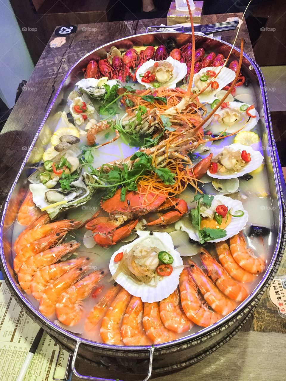 High angle view of hot pot food