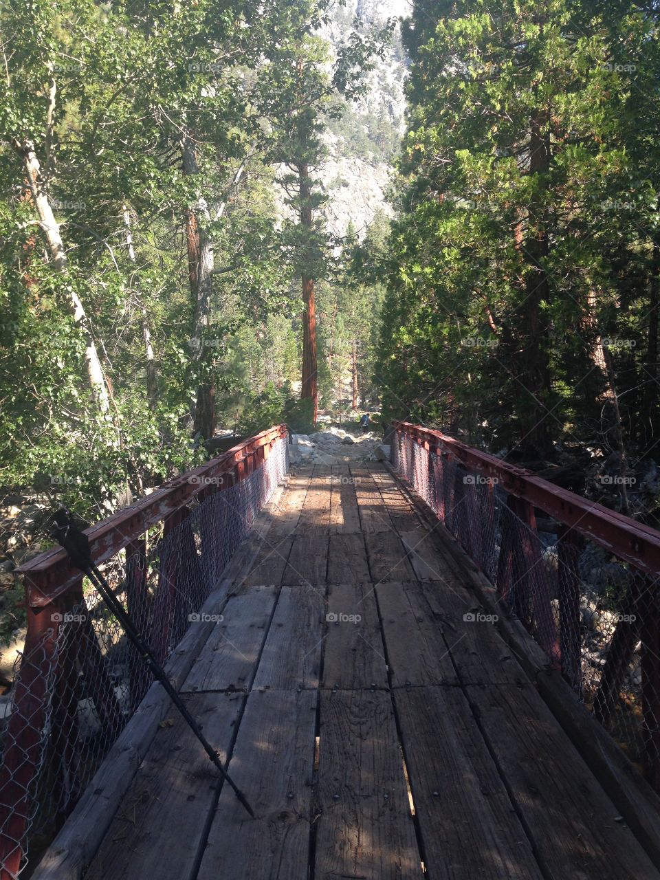 Bridge in the High Sierras. Backpacking and passing through this bridge to the next campsite.