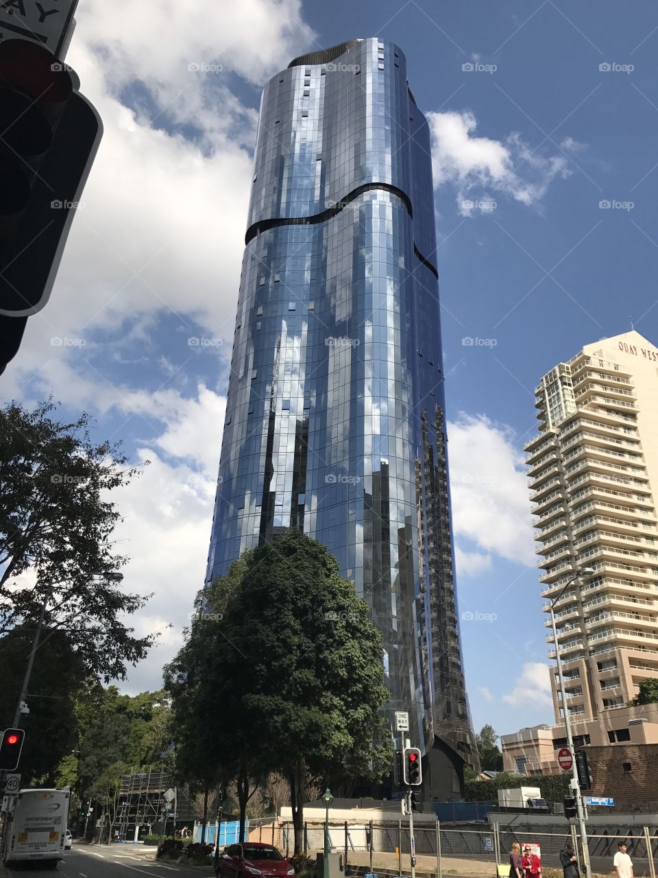 Mirrored glass building