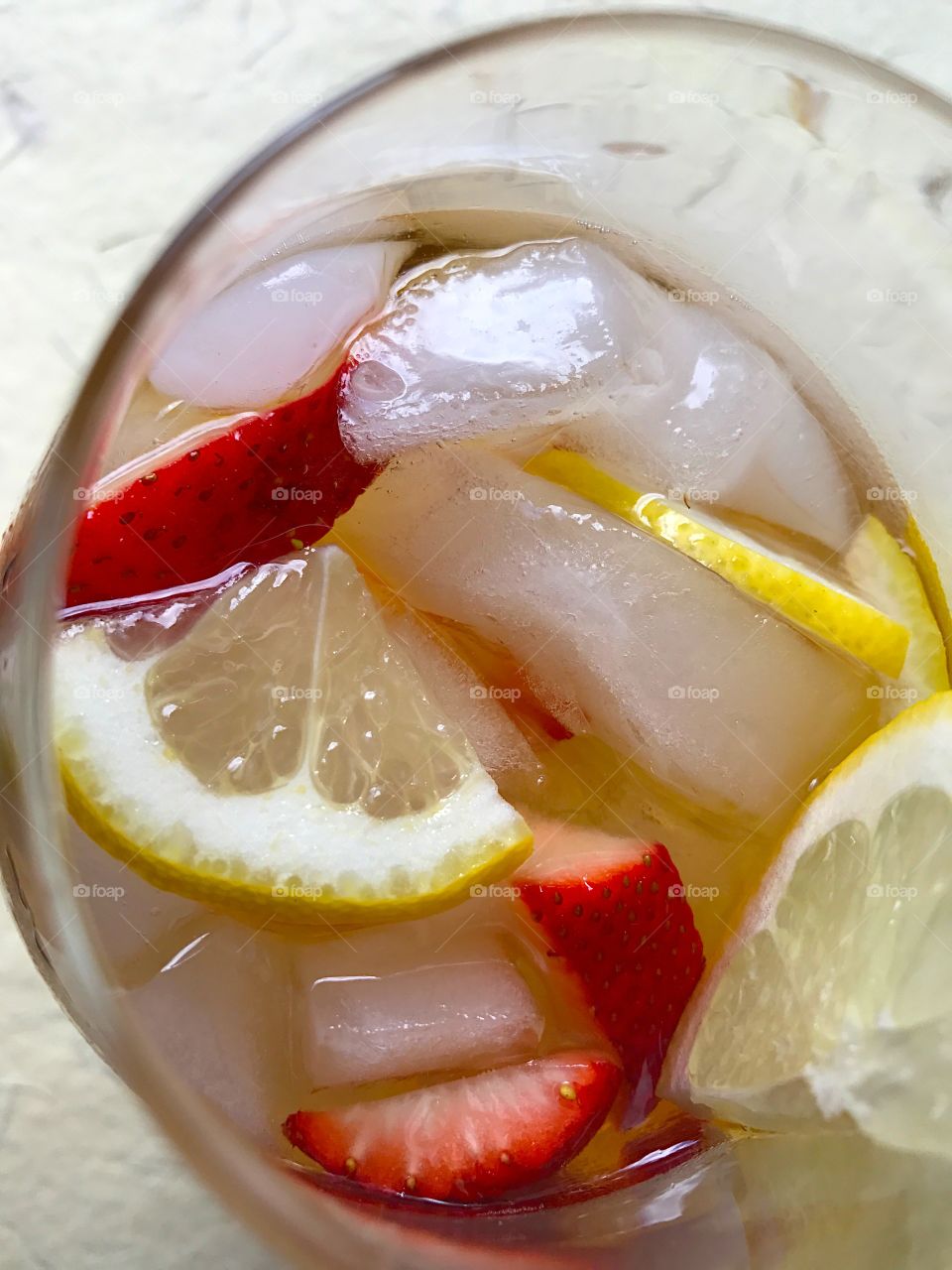 Chilled wine cocktail with strawberries