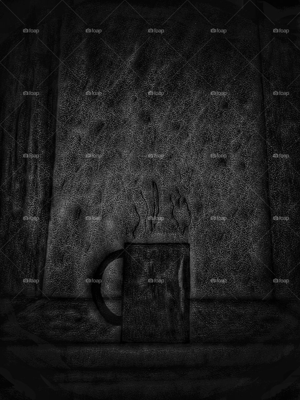 charcoal drawing coffee on a window seal.rain on window