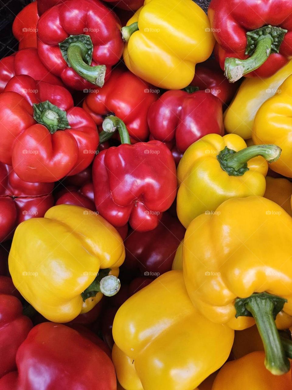 Sweet and fresh red and yellow peppers