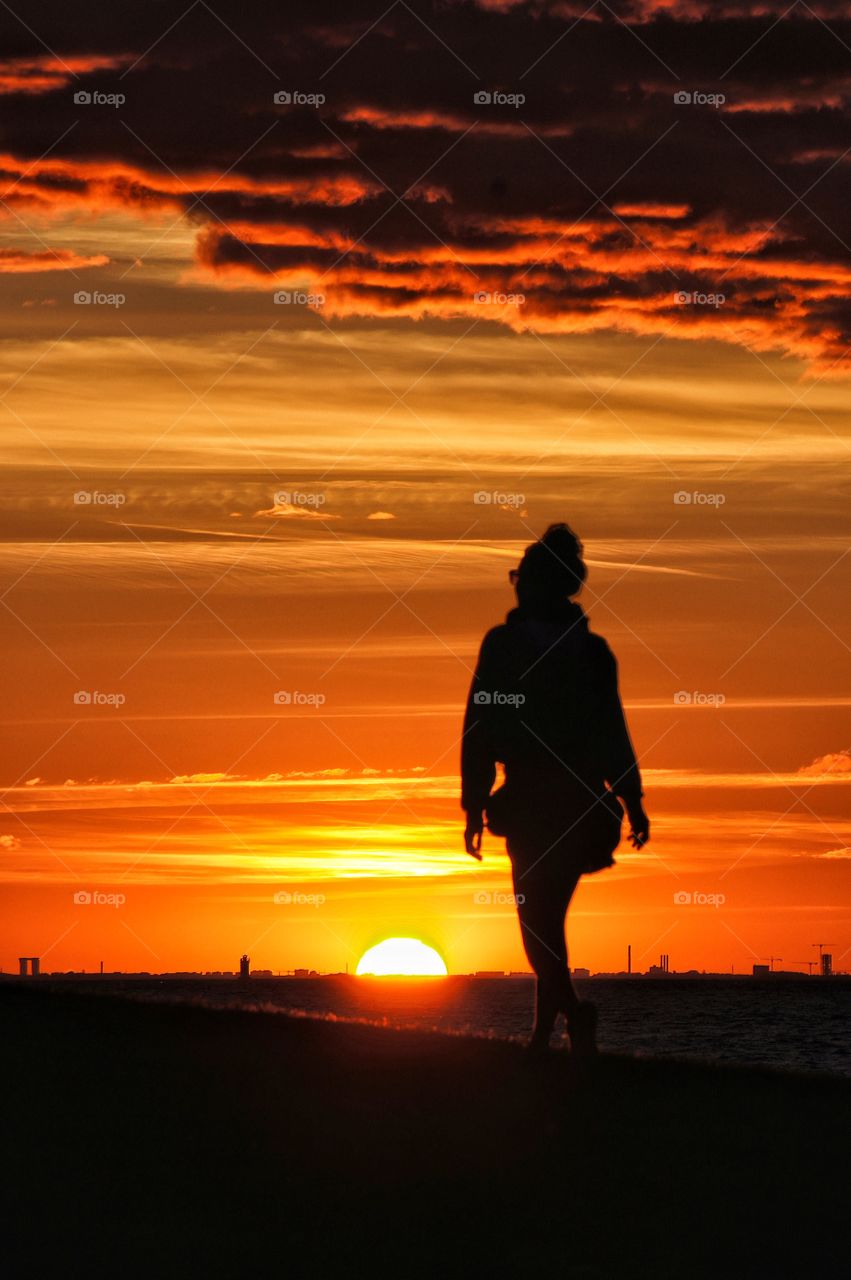 Girl in sunset