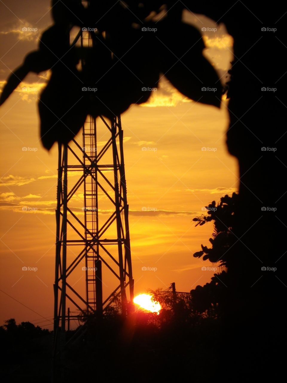 Sunset in Veracruz with tower