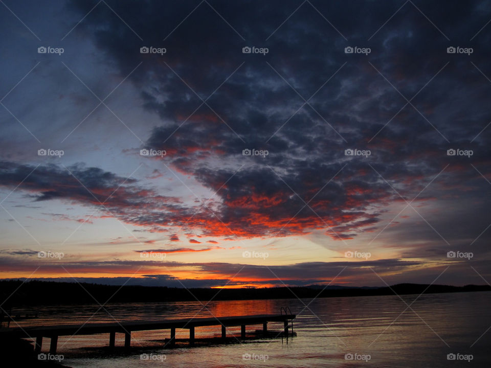summer sunset lake dock by nicolekaralekas