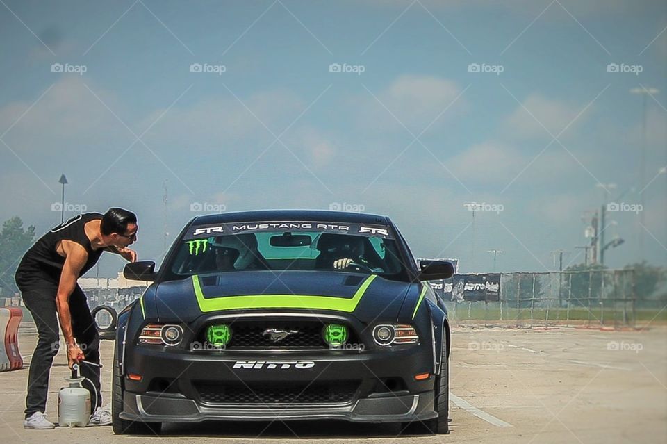 Crew Member Of Sam Hubinette In His Ready To Rock Mustang